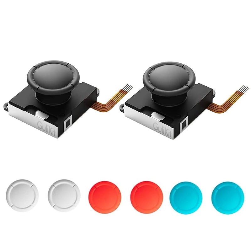 Wechip for GuliKit TMR Switch Joystick Replacement, No Drift, High Precision, 2Pcs TMR Electromagnetic Joycon Joystick Without Repair Kit, 4 Colors Thumbstick Caps, Compatible with Switch/OLED/Lite Joysticks - Image 1